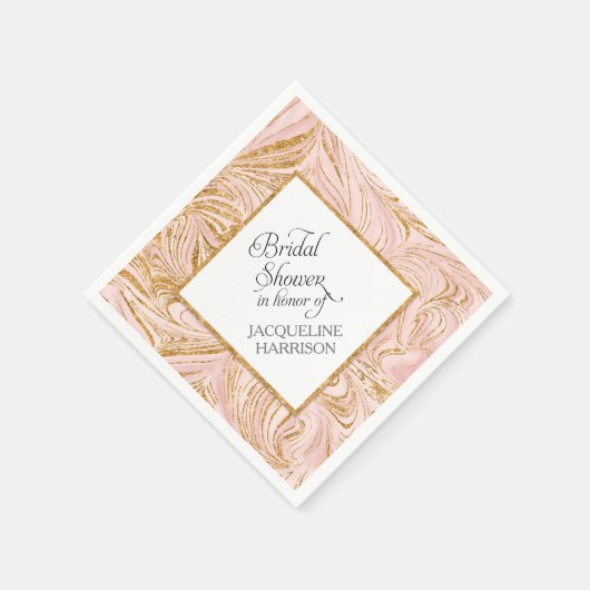 Brautparty Decor Rose Gold Imitats Glitzer Marmor Serviette (Ecke)