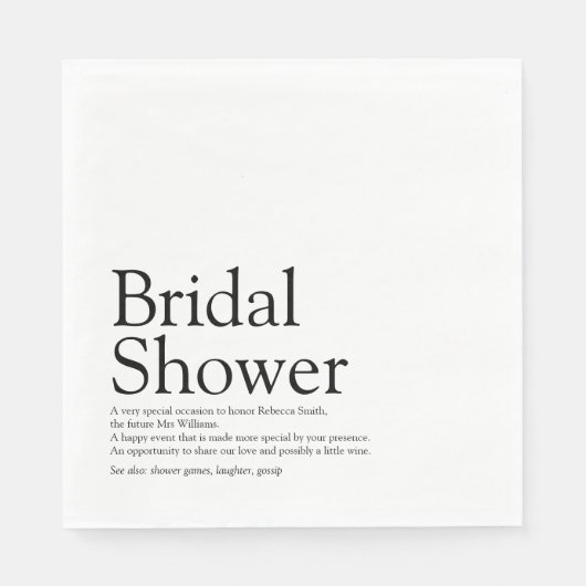 Brautparty Definition Moderner Spaß Serviette (Vorderseite)