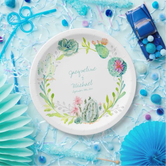 Brautparty-Dekor-Kaktus-saftige Blumen-Wüste Pappteller (Party)