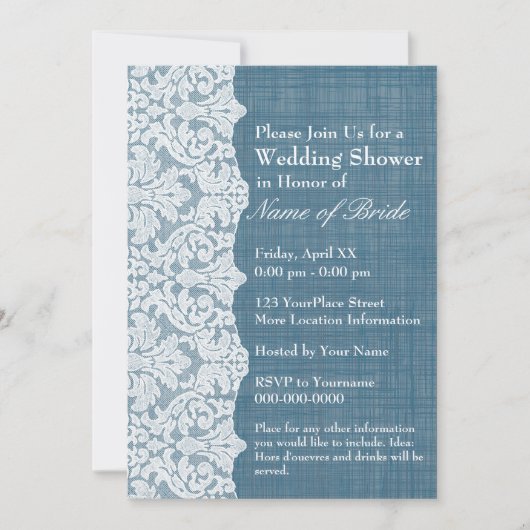 Brautparty: Denim und Lace Muster Einladung (Vorderseite)