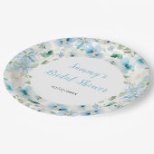 Brautparty der Blume aus Blauem und Weißem Peony Pappteller (Schrägansicht)