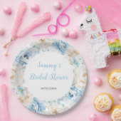 Brautparty der Blume aus Blauem und Weißem Peony Pappteller (Party)