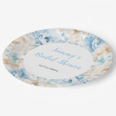 Brautparty der Blume aus Blauem und Weißem Peony Pappteller (Schrägansicht)