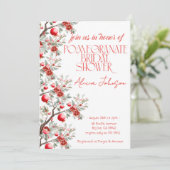 Brautparty der Blushing Pomegranate Branch Einladung (Stehend Vorderseite)