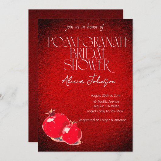 Brautparty der Blushing Pomegranate Branch Einladung (Vorne/Hinten)