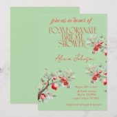 Brautparty der Blushing Pomegranate Branch Einladung (Vorne/Hinten)