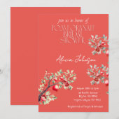 Brautparty der Blushing Pomegranate Branch Einladung (Vorne/Hinten)
