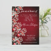 Brautparty der Blushing Pomegranate Branch Einladung (Stehend Vorderseite)