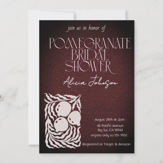 Brautparty der Blushing Pomegranate Branch Einladung (Vorderseite)