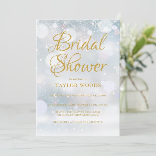 Brautparty der ersten Schneeflocken Einladung (Stehend Vorderseite)