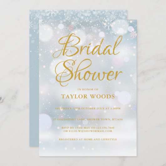 Brautparty der ersten Schneeflocken Einladung (Vorne/Hinten)