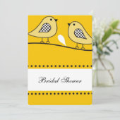 Brautparty der Gelben Liebe Vogelarten Einladung (Stehend Vorderseite)
