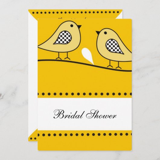Brautparty der Gelben Liebe Vogelarten Einladung (Vorne/Hinten)