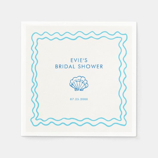 Brautparty der handgezogenen Muschel Serviette (Vorderseite)