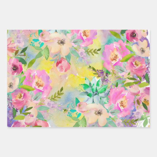 Brautparty der hellen Blumenprofusion Geschenkpapier Set (Vorderseite)