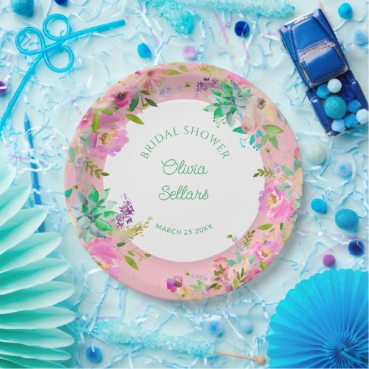 Brautparty der hellen Blumenprofusion Pappteller (Party)