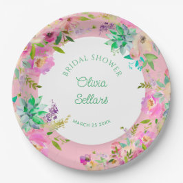 Brautparty der hellen Blumenprofusion Pappteller