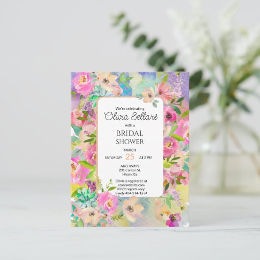 Brautparty der hellen Blumenprofusion Postkarte (Stehend Vorderseite)