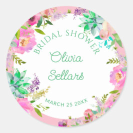 Brautparty der hellen Blumenprofusion Runder Aufkleber