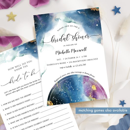 Brautparty der Himmelskonstellationen und Sterne Einladung