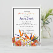 Brautparty der Joy-Tropical Blume blühen Einladung (Stehend Vorderseite)