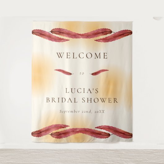 Brautparty der Kalligraphie Herbstleaf willkommen Wandteppich (Vorderseite)