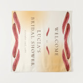 Brautparty der Kalligraphie Herbstleaf willkommen Wandteppich (Vorderseite (Horizontal))