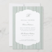 Brautparty der Kalligraphie Monogramm-Streifen Einladung (Vorderseite)