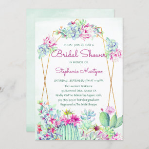 Brautparty der modernen geometrischen Kaktus Einladung