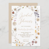 Brautparty der modernen Wildblume gedruckt oder di Einladung (Vorne/Hinten)