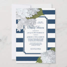 Brautparty der Nautic Navy White Modern Hydrangea Einladung
