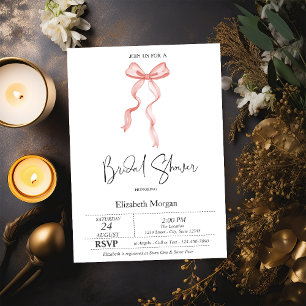Brautparty der rosa Bow Ribbon Dots Einladung