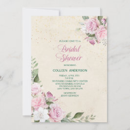 Brautparty der rosa Lavendel-Rose Einladung