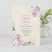 Brautparty der rosa Lavendel-Rose Einladung (Stehend Vorderseite)