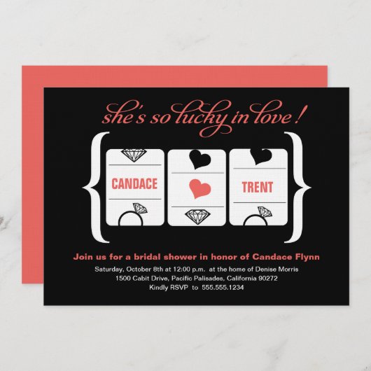 Brautparty der Schlitzmaschine Einladung (Vorne/Hinten)