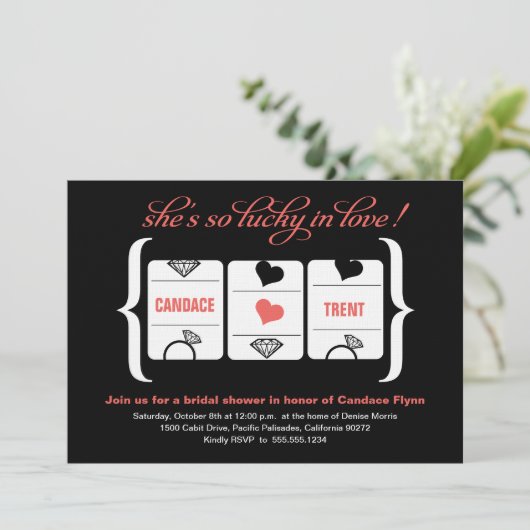 Brautparty der Schlitzmaschine Einladung (Stehend Vorderseite)