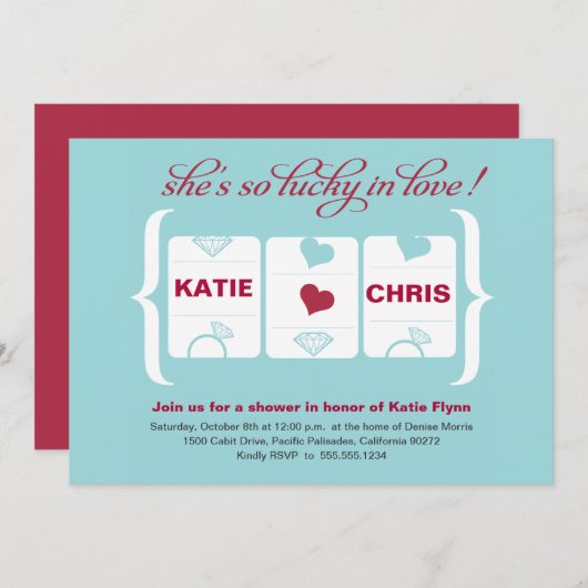 Brautparty der Schlitzmaschine Einladung (Vorne/Hinten)