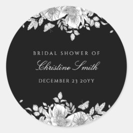 Brautparty der Schwarzen Blumen Runder Aufkleber