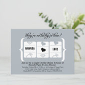 Brautparty der Silver Grau Black Slot Maschine Einladung (Stehend Vorderseite)