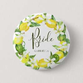 Brautparty der Wasserfarben Lemon Wreath Button