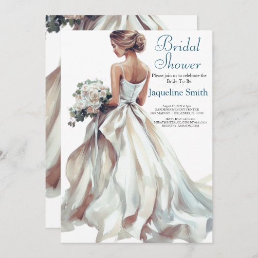 Brautparty der Wasserfarbenbrille Einladung (Vorne/Hinten)