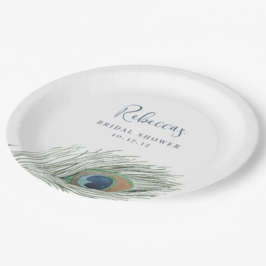 Brautparty der Wasserfarbenfeder Pappteller (Schrägansicht)