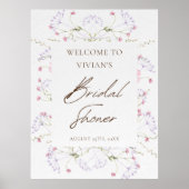 Brautparty der Wildblume Wasserfarbe Willkommen Poster (Vorne)