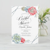 Brautparty der Wüste Rote Sukkulturen Einladung (Stehend Vorderseite)