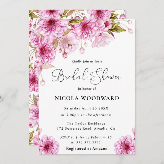 Brautparty der Zweigstelle Wasserfarbe Einladung (Vorne/Hinten)