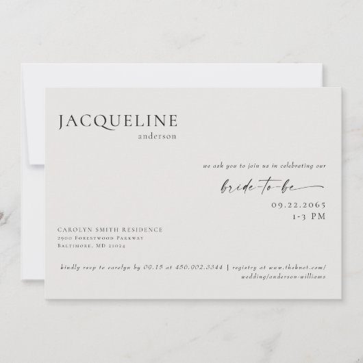 Brautparty des aktuellen Beige-QR-Codes Einladung (Vorderseite)