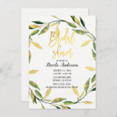 Brautparty des botanischen grünen Leaf Einladung (Vorne/Hinten)