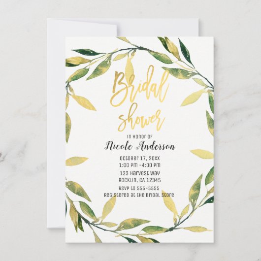 Brautparty des botanischen grünen Leaf Einladung (Vorderseite)