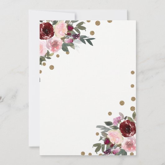 Brautparty des braunen Burgundy Gold Geometric Einladung (Rückseite)