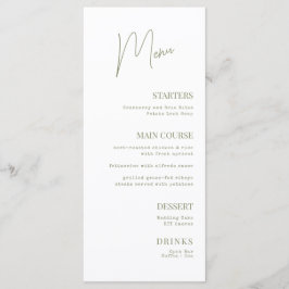 Brautparty des Flachmenüs Menükarte